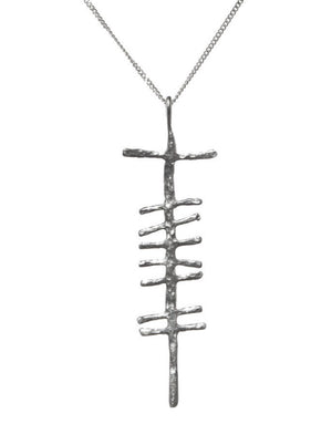Love rustic silver pendant on white background