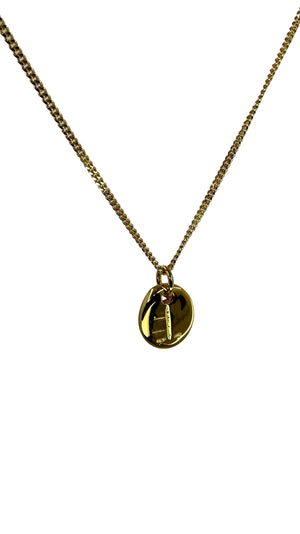Gold  vermeil carved D  necklace