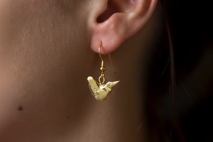 Bird earrings , gold vermeil - Ogham Treasure