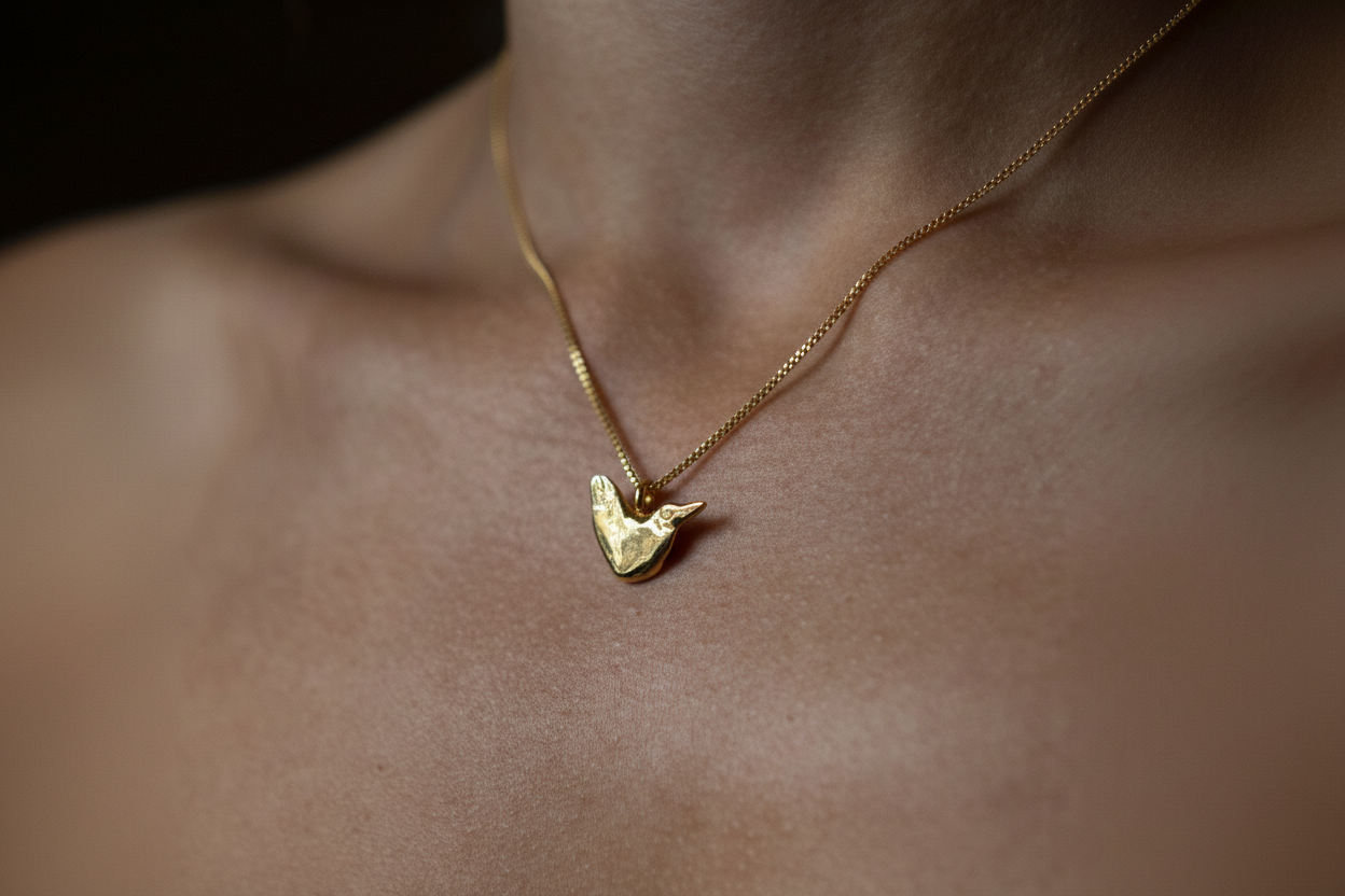 Bird Pendant Gold Vermeil - Ogham Treasure