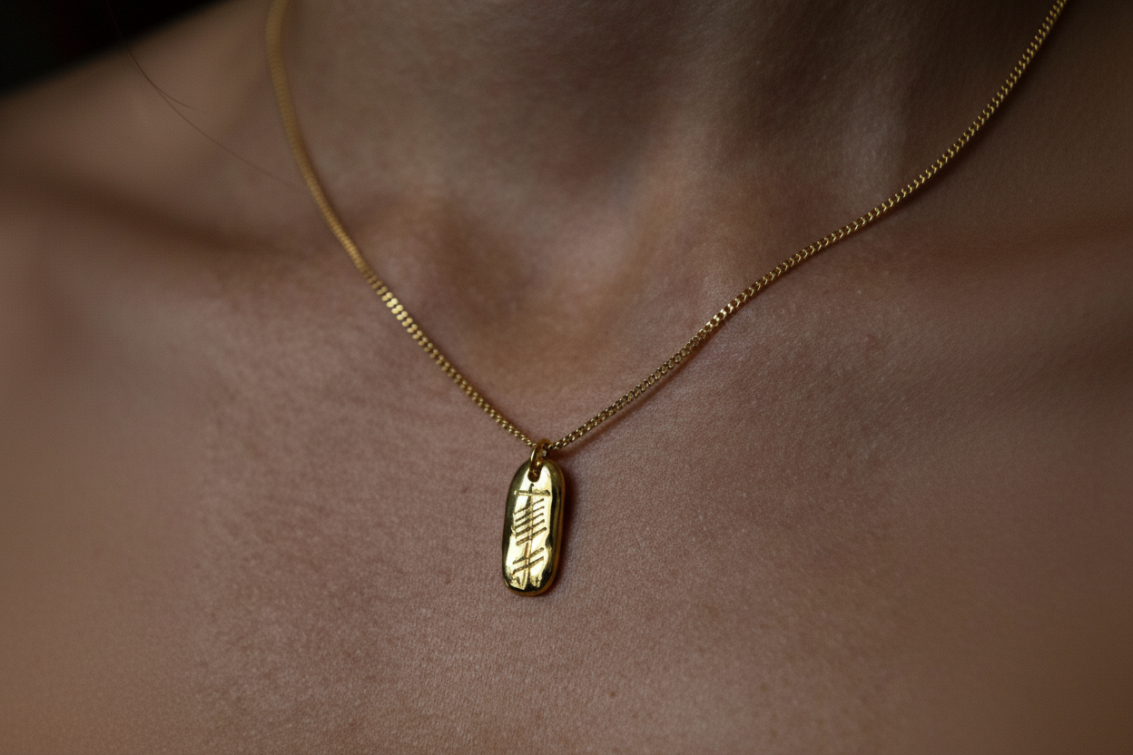 Carved love pendant /Gold  Vermeil - Ogham Treasure