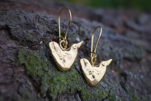 Bird earrings , gold vermeil - Ogham Treasure