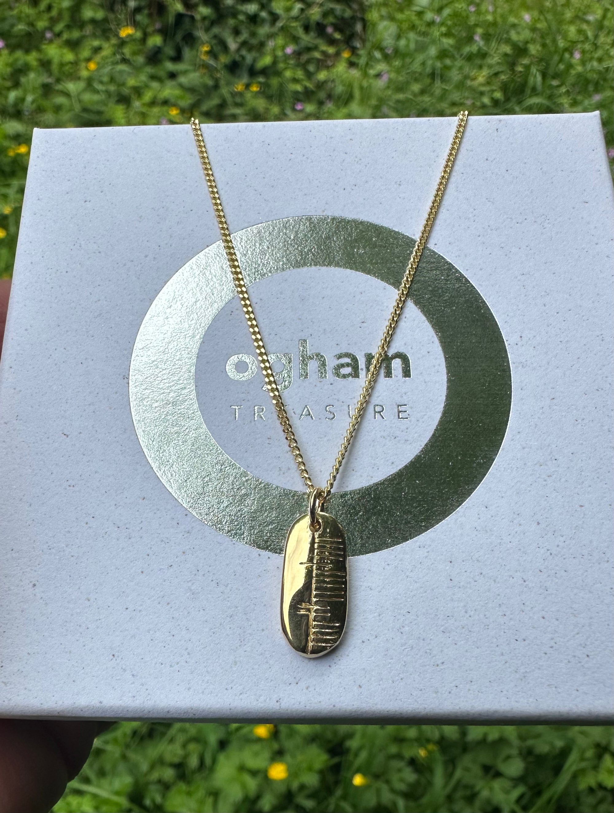Carved happiness gold vermeil