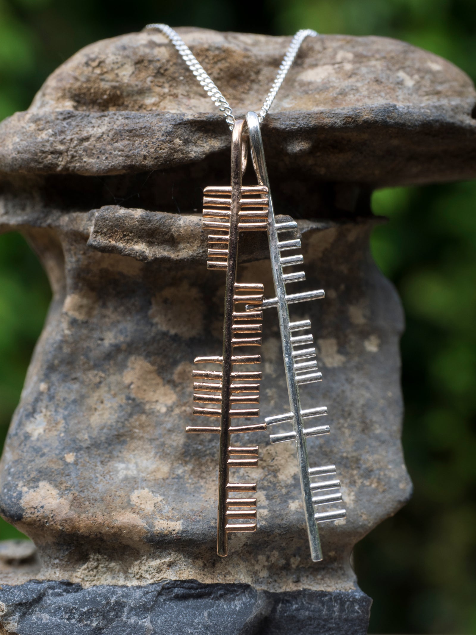 Health and Happiness pendant, silver & gold vermeil-small