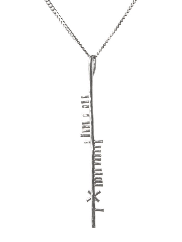 Blessing silver pendant on white background