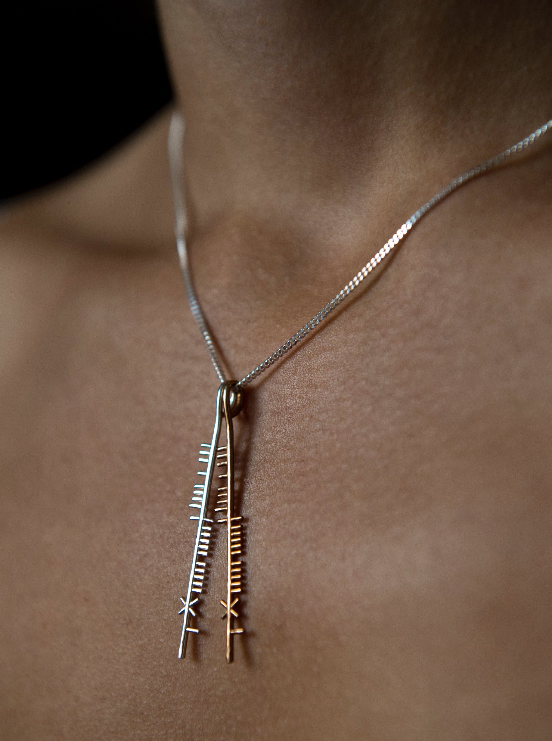 Erin Ogham Jewelry Doubly Blessed, Silver And Gold Ogham Treasure