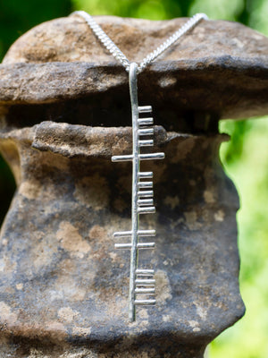 Happiness silver pendant on a stone